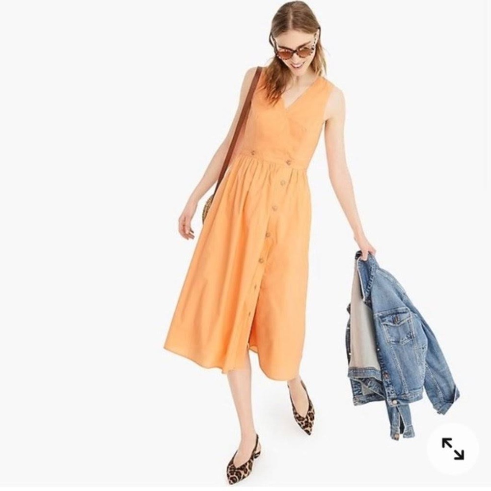 NWT J.CREW Sleeveless Cotton Poplin A-Line Shirtdress Sherbet Orange